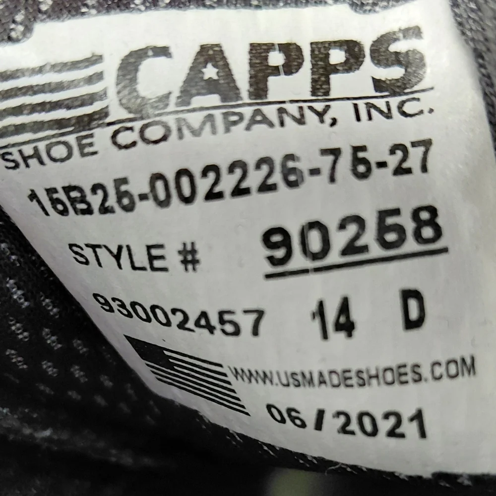 CAPPS Men's Black Leather Oxford Shoes - 14D